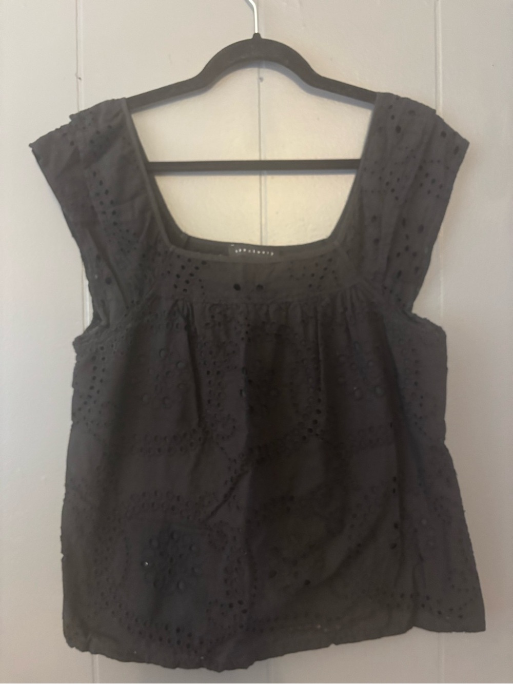 Sanctuary Black Eyelet Square-Neck Tank
